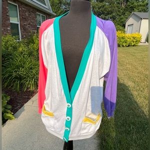 Nice vintage Peter Popovich ladies large pastel vintage cardigan